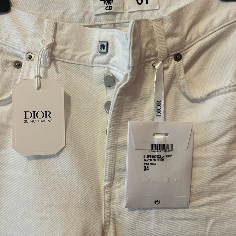 Dior white boyfriend jeans with Christian Dior detail on cuff size EU 34 US 01 - Picture 2 of 5
